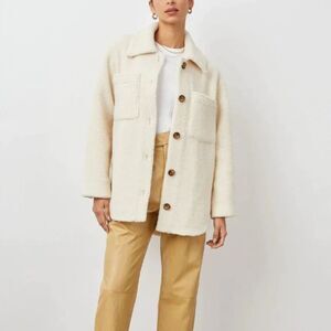 Rails Fuzzy Sherpa Teddy Shirt Jacket Ivory Size XS